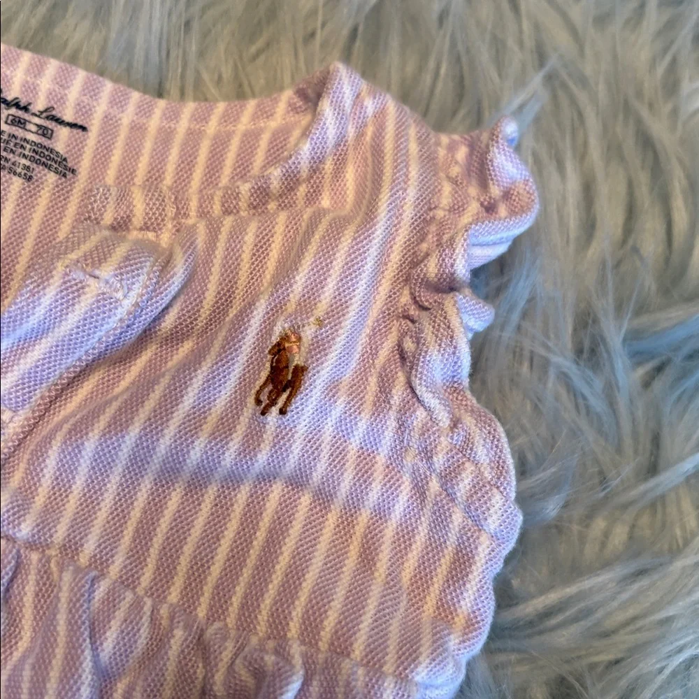 Ralph Lauren Lavender Striped Short Sleeve Shorts Onsie Sz 6M